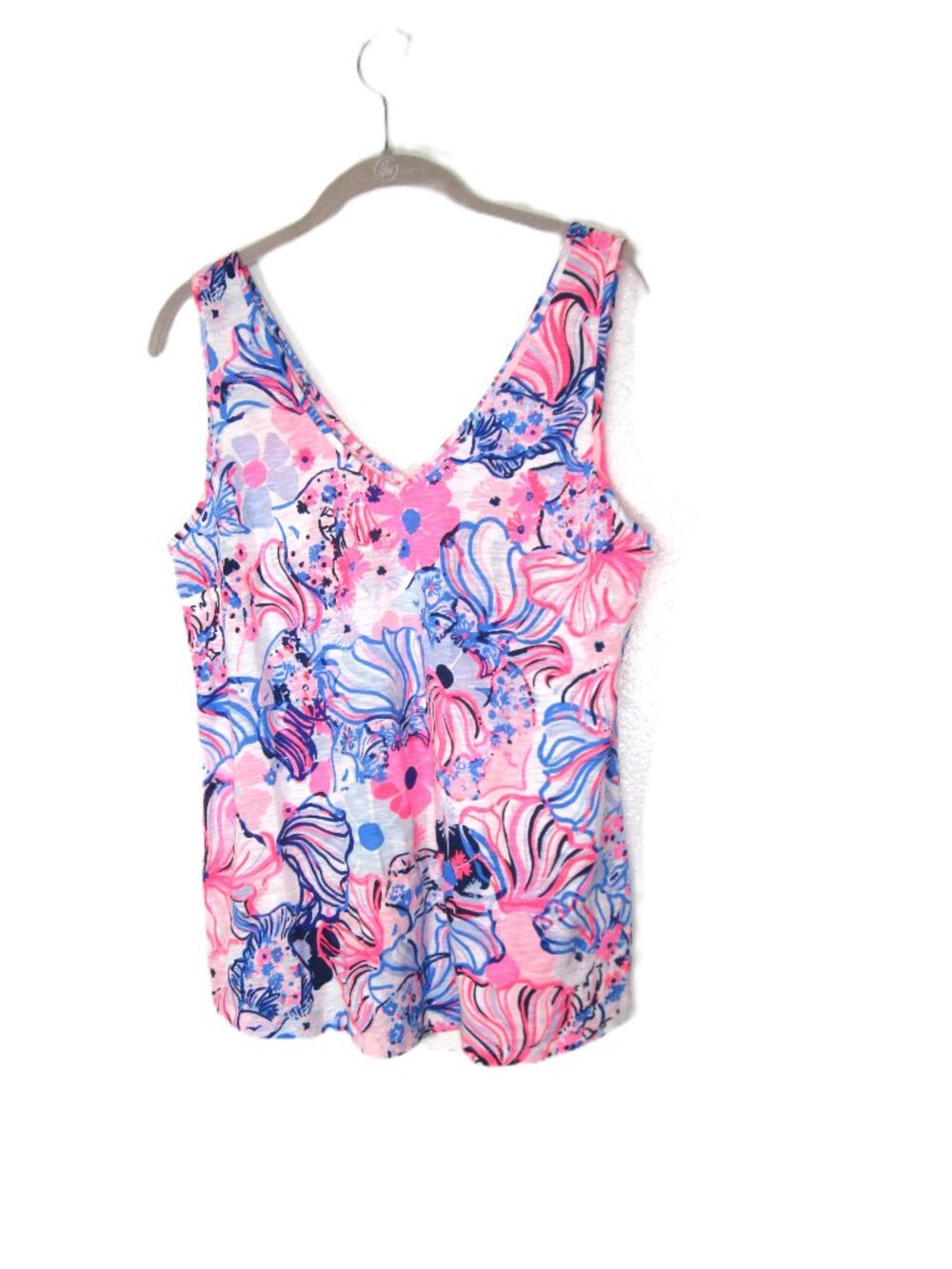 Lilly Pulitzer Gigi Tank EUC Size M Prosecco Pink Make a Splash Pink Blue